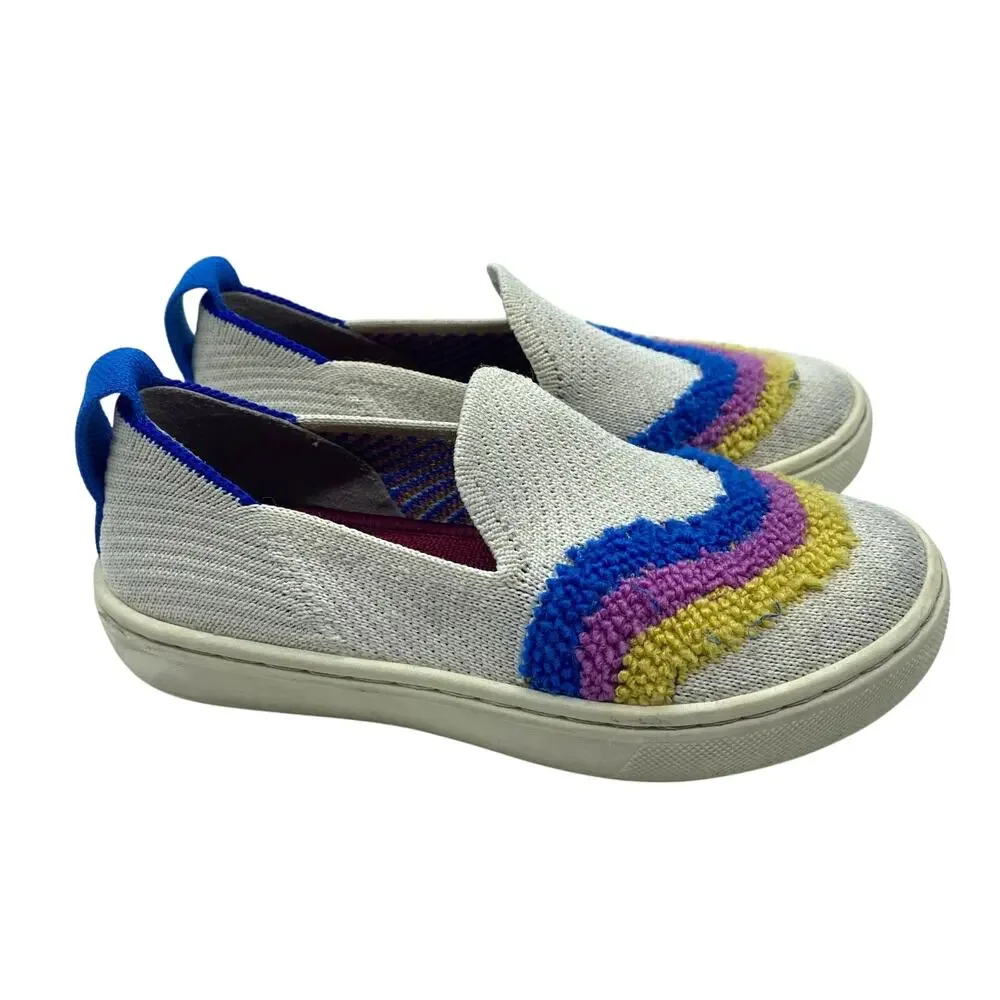 Rothy's Terry Swirl Rainbow Slip-On White Multicolor Sneakers Comfort Kids 11